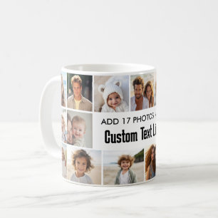 Simple 17 Photo Collage with Text Area Coffee Mug