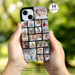 Simple 18 Photo Collage Custom Colour iPhone 15 Case