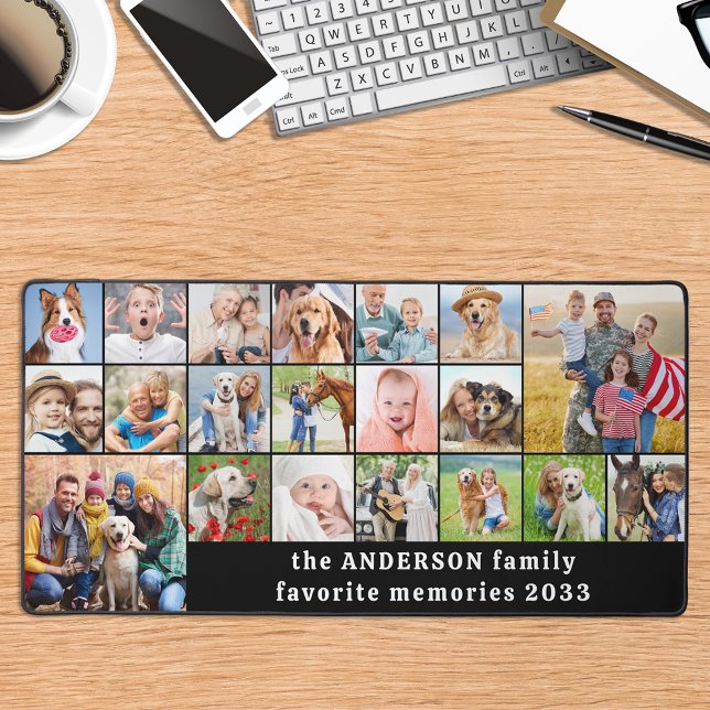 Simple 18 Photo Collage Custom Family Personalised Desk Mat (Creator Uploaded)