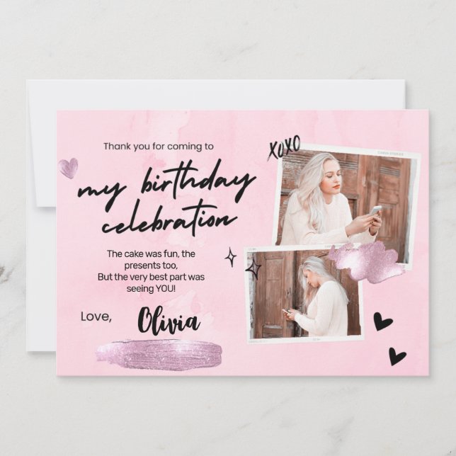 Simple 18th Birthday Party Thank You Card (Front)