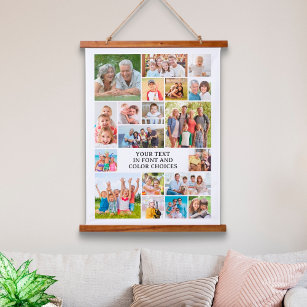 Simple 19 Photo Collage Personalised Custom Hanging Tapestry