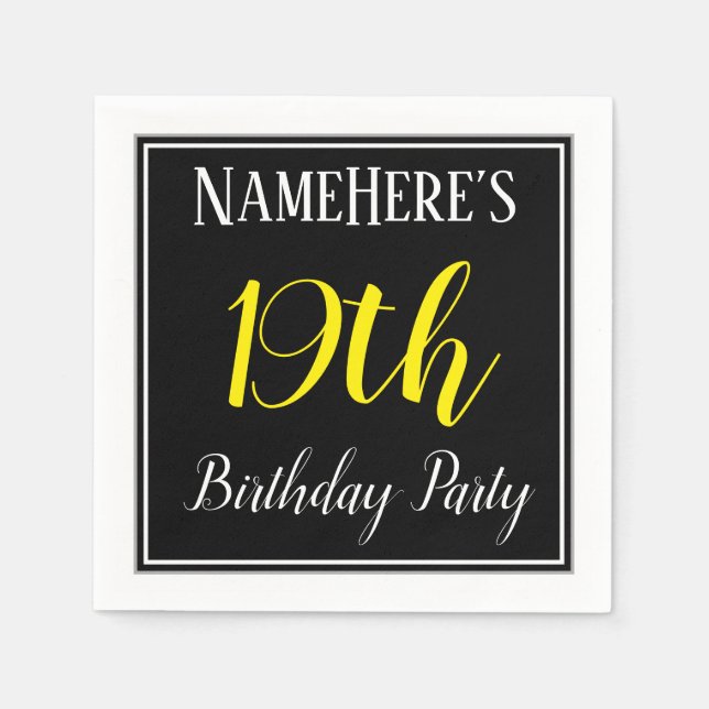 Simple, 19th Birthday Party w/ Custom Name Napkin (Front)