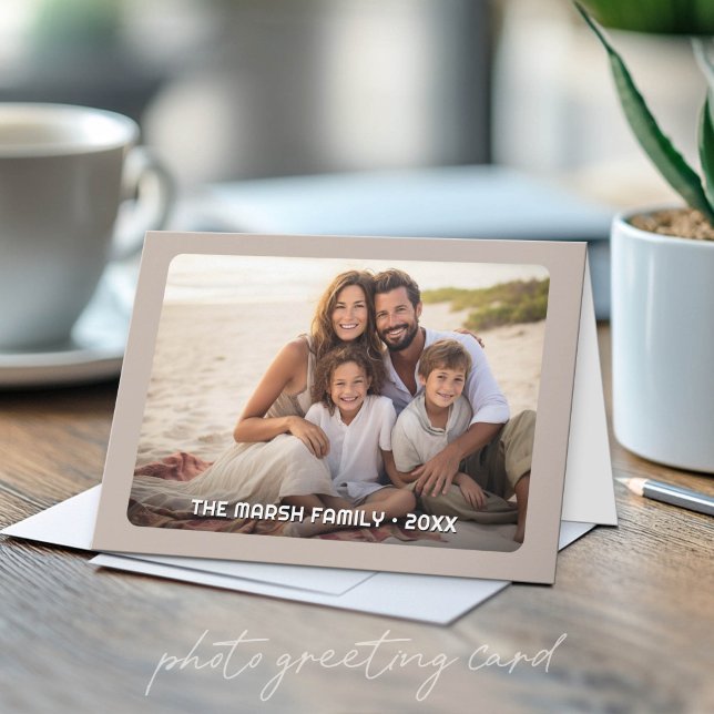 Simple 1 Photo Full Coverage - Chunky Text Overlay Card (Custom Photo Folded Greeting Card)