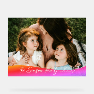 Simple 1 Photo Full Coverage - Script Text Overlay Acrylic Sign