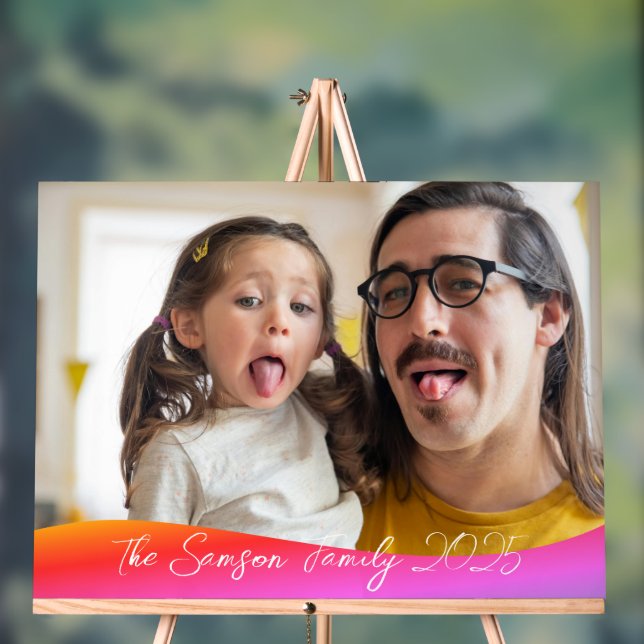 Simple 1 Photo Full Coverage - Script Text Overlay Acrylic Sign (Neutral)