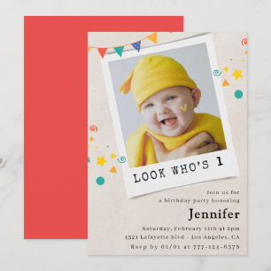 Simple 1st birthday invitations Girl Photo