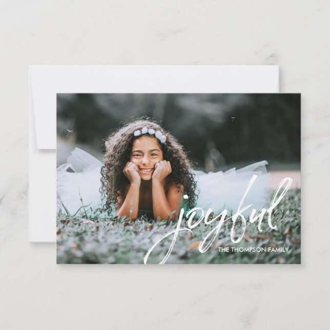 Simple 2018 Christmas Photo | Joyful Card (Front)