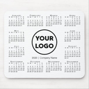Simple 2020 Calendar Business Company Logo Mouse Pad