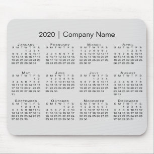 Simple 2020 Calendar with Company Name on Grey Mouse Pad
