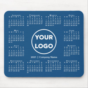 Simple 2021 Calendar Business Logo on Blue Mouse Pad