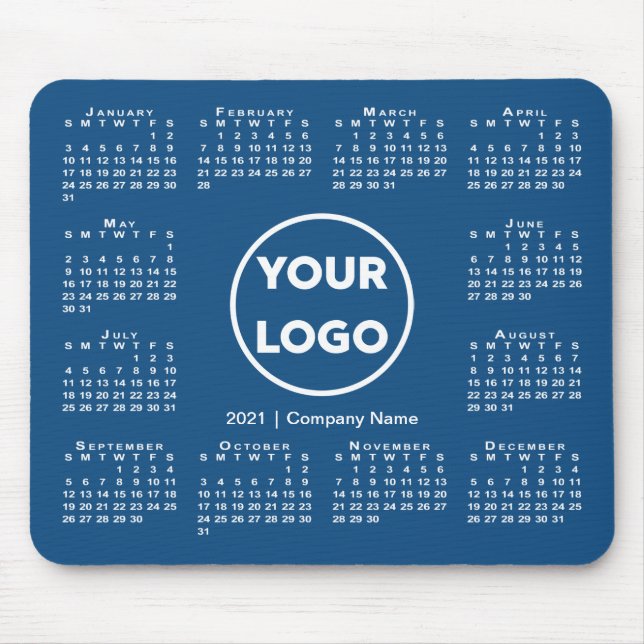 Simple 2021 Calendar Business Logo on Blue Mouse Pad (Front)