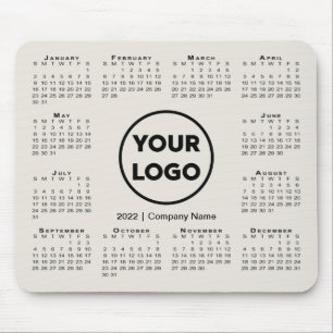 Simple 2022 Calendar Business Company Logo Beige Mouse Pad