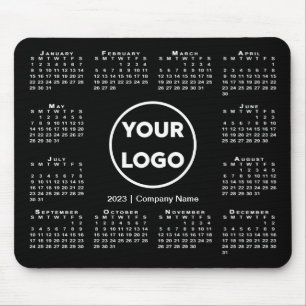 Simple 2023 Calendar Business Logo on Black Mouse Pad