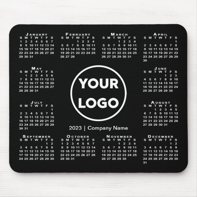 Simple 2023 Calendar Business Logo on Black Mouse Pad (Front)