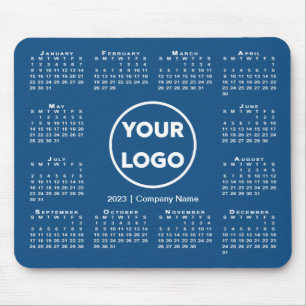 Simple 2023 Calendar Business Logo on Blue Mouse Pad
