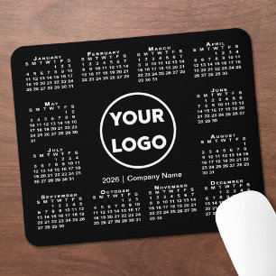 Simple 2026 Calendar Business Logo on Black Mouse Pad