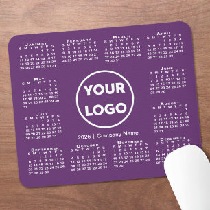 Simple 2026 Calendar Business Logo on Purple Mouse Pad