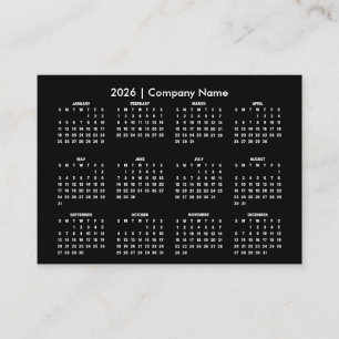 Simple 2026 Calendar Company Name Business Card