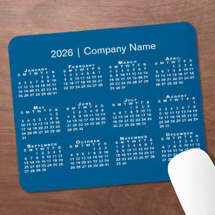 Simple 2026 Calendar Company Name on Blue Mouse Pad