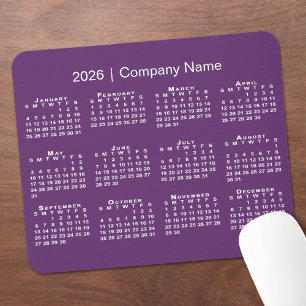 Simple 2026 Calendar Company Name on Purple Mouse Pad