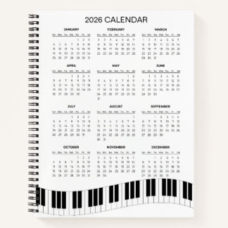Simple 2026 Calendar with Piano Keys |  Notebook