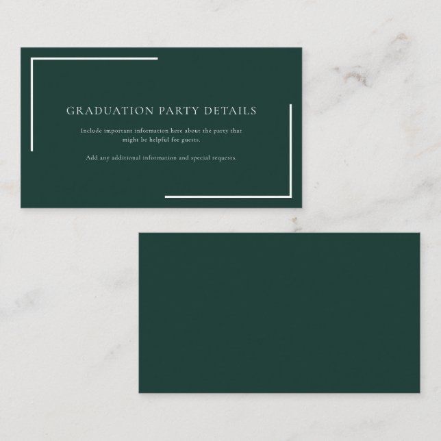 Simple 2026 Graduation Party Green Enclosure Card (Front/Back)