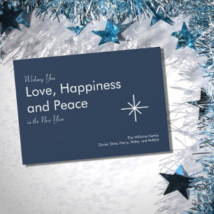 Simple 2026 New Year Navy Blue Elegant Typography Holiday Card