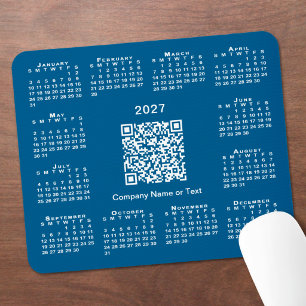 Simple 2027 Calendar Business QR Code Blue Mouse Pad