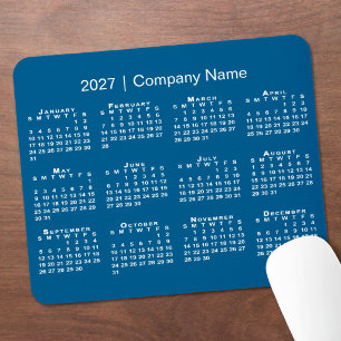 Simple 2027 Calendar Company Name Blue Mouse Pad