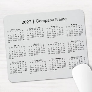 Simple 2027 Calendar with Company Name Grey Mouse Pad