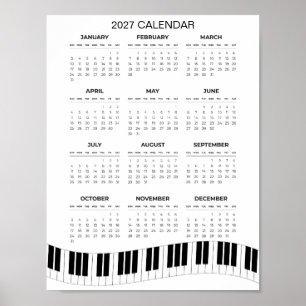 Simple 2027 Calendar with Piano Keys Poster
