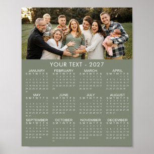 Simple 2027 Photo Calendar Custom Colours Poster