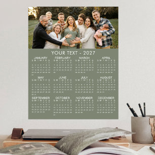 Simple 2027 Photo Calendar Custom Colours Poster