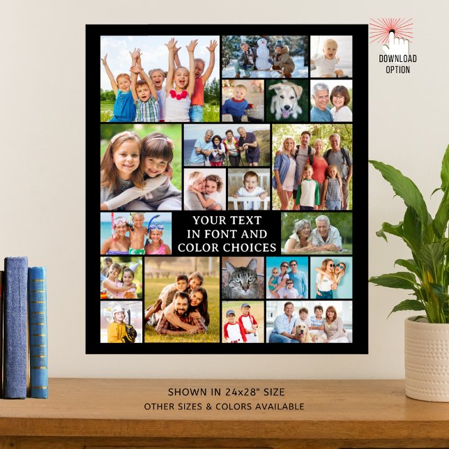 Simple 21 Photo Collage Custom Colour Personalised Poster (Creator Uploaded)