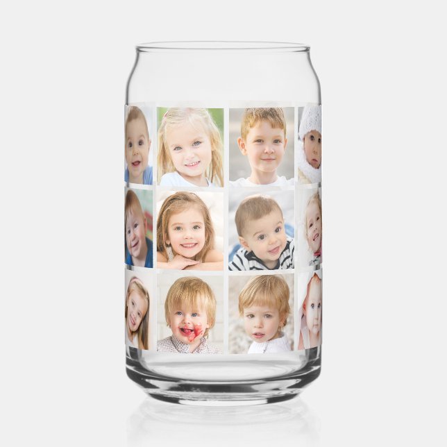 Simple 24 Photo Collage Can Glass (Front)