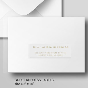 Simple 24 wedding guest address gold white labels