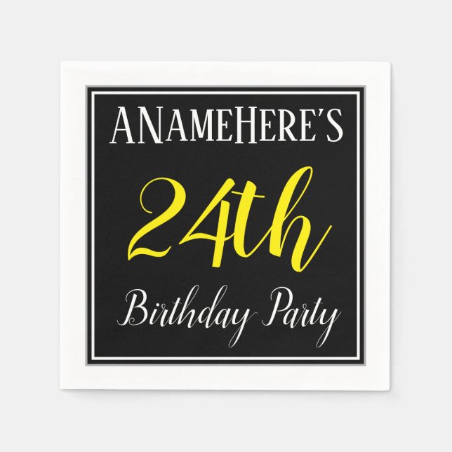 Simple, 24th Birthday Party w/ Custom Name Napkin (Front)