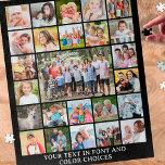 Simple 25 Photo Collage Personalised Custom Jigsaw Puzzle<br><div class="desc">Create a fun, memorable activity with this photo collage keepsake puzzle utilising an easy-to-upload template with 25 photos and personalised with your custom text in your choice of font style and colours (shown in white on black). OPTIONS: The sample is shown on the 16x20" size and 520 pieces--other sizes and...</div>