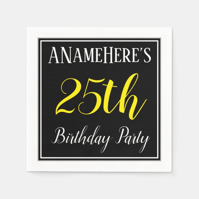 Simple, 25th Birthday Party w/ Custom Name Napkin (Front)