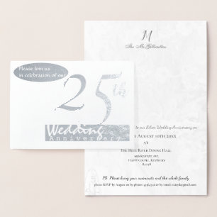 Simple 25th Silver Wedding Anniversary Invitation