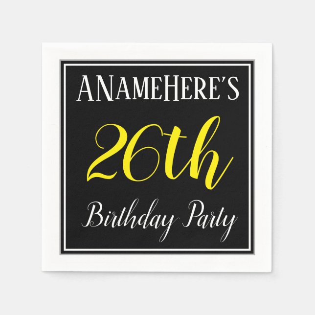 Simple, 26th Birthday Party w/ Custom Name Napkin (Front)
