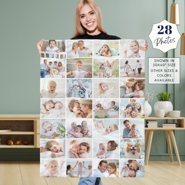 Simple 28 Photo Collage Fleece Blanket (Creator Uploaded)