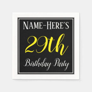 Simple, 29th Birthday Party w/ Custom Name Napkin
