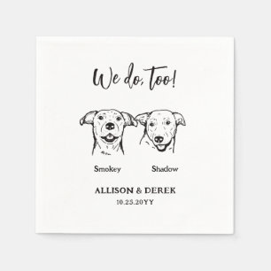 Simple 2 Dogs Pet Sketch Wedding  Napkin