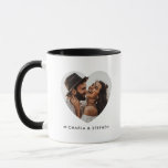 Simple 2 Heart-Shaped Photos & Couple's Names Mug<br><div class="desc">Cherish your love story every morning with this personalised heart-shaped photo mug. This beautiful mug features two heart-shaped photos capturing special memories together. Personalise it further by adding the names of the loving couple, creating a unique and heartfelt gift. This mug not only preserves your memories, but also adds a...</div>