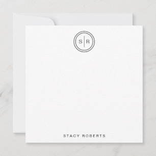 Simple 2 Initial Circle Monogrammed Square Card