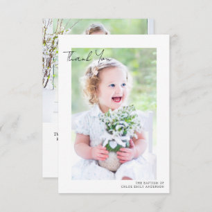 Simple 2 Photo Baptism Christening  Thank You Card