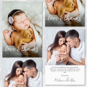Simple 2 Photo Baptism Christening  Thank You Card