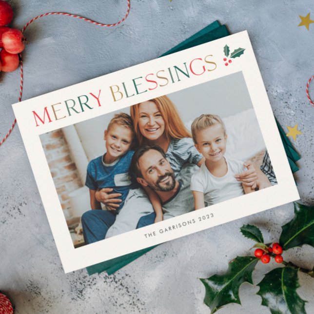 Simple 2 Photo Colourful Religious Christmas Holiday Card (Modern colorful religious photo Christmas holiday card.)