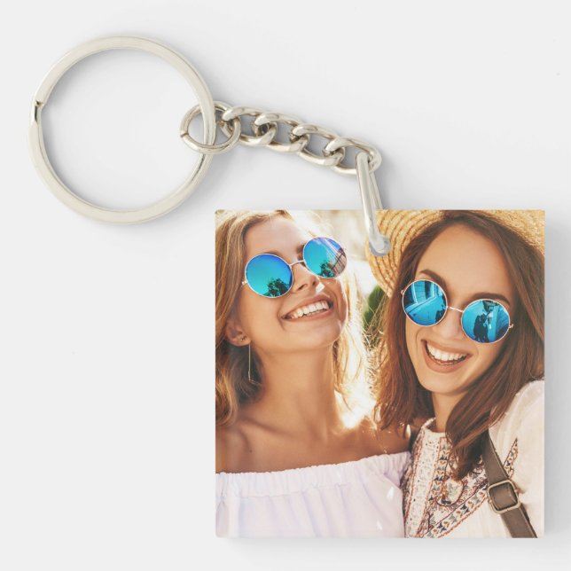 Simple 2 Photo Double-Sided Best Friends Key Ring (Front)